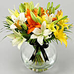 Fragrant Mix Of Lilies In Fishbowl Vase