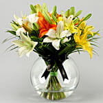Fragrant Mix Of Lilies In Fishbowl Vase
