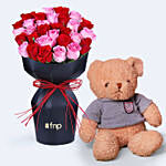 Eternal Love Rose Bouquet with Teddy Bear