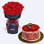 Valentines Velvet Whispers Of Rose with Cake