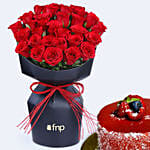Valentines Velvet Whispers Of Rose with Cake