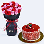 Eternal Love Rose Bouquet with Cake