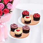 Mothers Love Roses Bouquet with Cupcakes