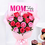 Mothers Love Roses Bouquet with Cupcakes