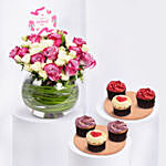 Roses For Mothers Day Wishes with Cup Cakes