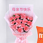 Mothers Day Carnation Flowers with Mom Cushion