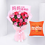 Mothers Love Roses Hand Bouquet with Cushion