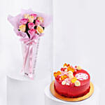 Pastel Petals Of Roses with Cake