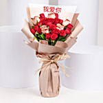 Cappaccino and Red Roses Bouquet for 520 Day