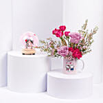 Roses in Hello Kitty Printed Mug with Couple Globe