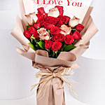 8 Cappaccino And Red Roses Hand Bouquet