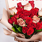 8 Cappaccino And Red Roses Hand Bouquet