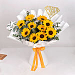Beautiful Sunflower Hand Bouquet for Fathers Day