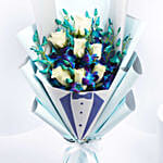 Gentlemans Delight Orchid and Roses Bouquet