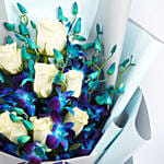 Gentlemans Delight Orchid and Roses Bouquet