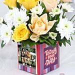 Whimsical Daisy and Peachy Roses
