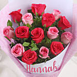 Joyful Personalised Rose Bouquet with Teddy Bear