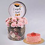 Lovely Pink Carnations Flowers For Graduation Day with Cake