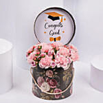 Lovely Pink Carnations Flowers For Graduation Day with Cake