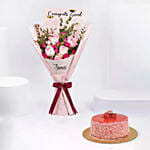 Congrats Grad Roses Bouquet with Cake