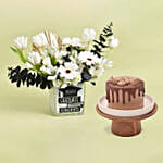 Congrats To Graduate Flower Vase with Cake