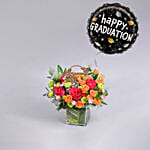 Congratulations Flowers Vase with Balloon