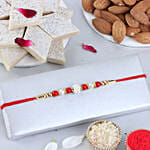 Sneh Designer Nityam Creation Regular Ethnic Pearl Rakhi with Kaju Katli
