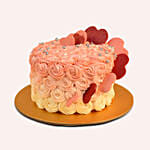 Floral Heart Chocolate Cake with Red & White Pearl Rakhi