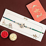 Personalized Photo Cushion With Designer Peacock Rakhi