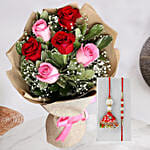 Attractive 6 Stolen Roses Bouquet with Bhabhi Rakhi