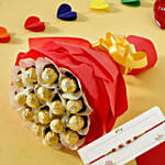 Bouquet of Sweetness with Red & White Pearl Rakhi