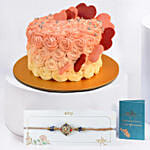 Floral Heart Chocolate Cake With Ganesha Rakhi