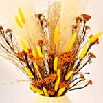 Dry Flowers Arrangement in White Ceramic Vase