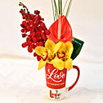 Flowers in Tall Love Theme Mug