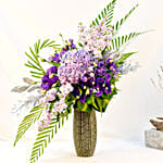 Purple Flowers Arrangement in Premium Vase