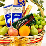 Fruits Basket Hamper With Roses Bouquet