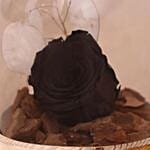 Chocolate Cake & Forever Rose In Glass Dome- Black