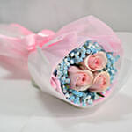 Lovely Pink Rose Baby Breath Bouquet With Teddy