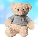 Personalised Yellow Led Cushion With Teddy Bear