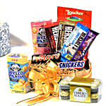 Chocolates Loaded Wooden Basket
