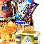 Chocolates Loaded Wooden Basket