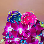 Orchids Vase N Diyas Deepavali Combo