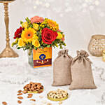Sparks of Joy Deepavali Flower Arrangement With Nuts