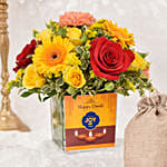 Sparks of Joy Deepavali Flower Arrangement With Nuts