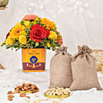 Sparks of Joy Deepavali Flower Arrangement With Nuts