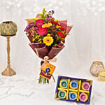 Sparks of Joy Deepavali Flower Bouquet and Diyas