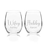 Set of Two Engraved Medium Glasses