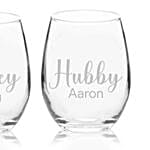 Set of Two Engraved Medium Glasses