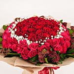 99 Roses and Skimmia Bouquet