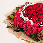 99 Roses and Skimmia Bouquet